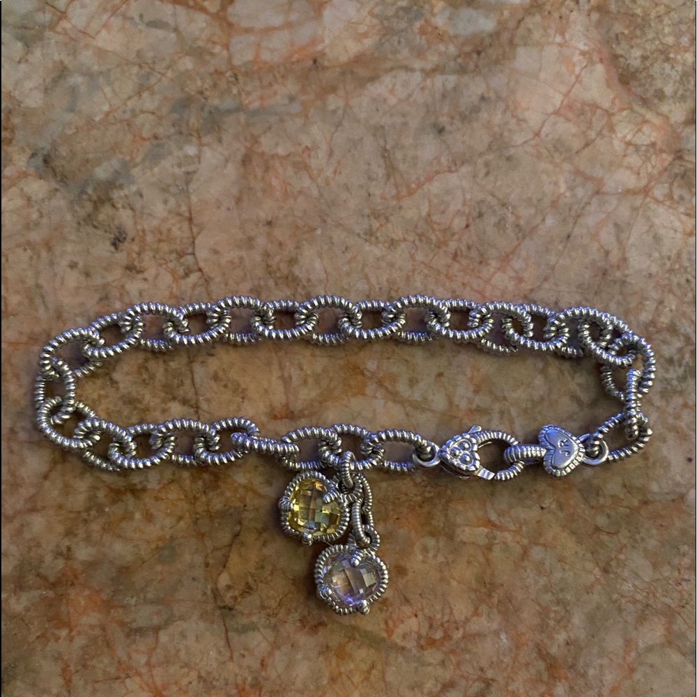 Judith Ripka Pink Quartz Canary Crystal Bracelet